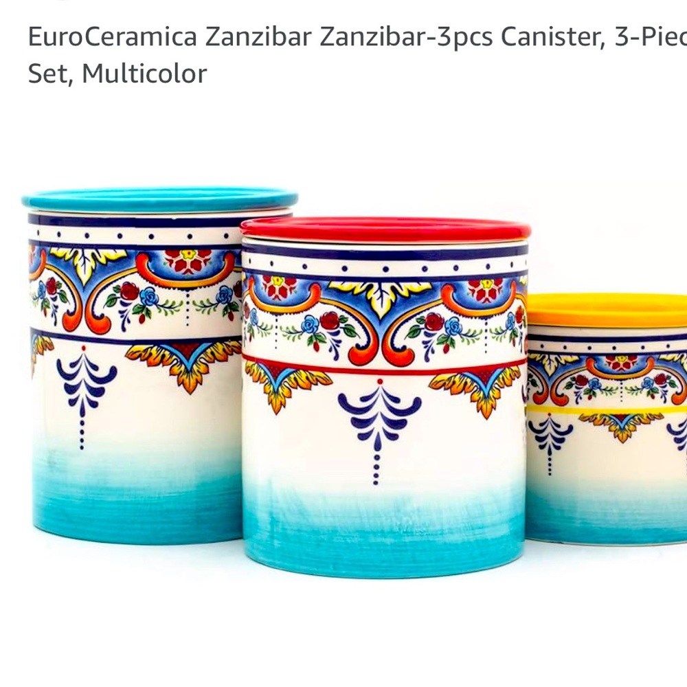 Brand new euro Ceramica Zanzibar three piece canister set